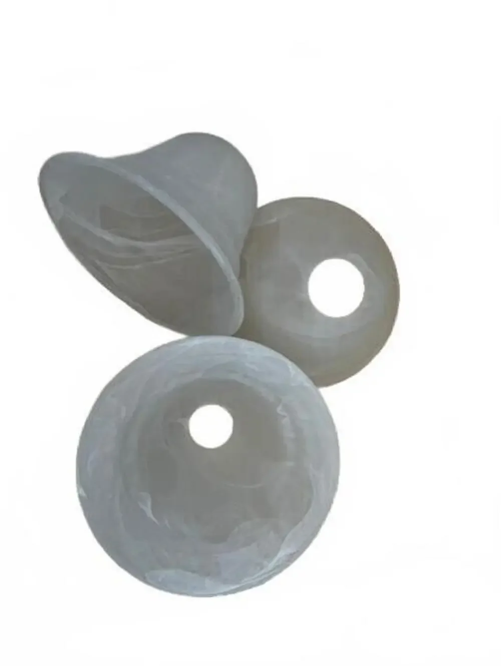 Set of 3 Vintage Frosted Alabaster Swirl Glass Bell Lamp Shades 2-1/4 In Fitter